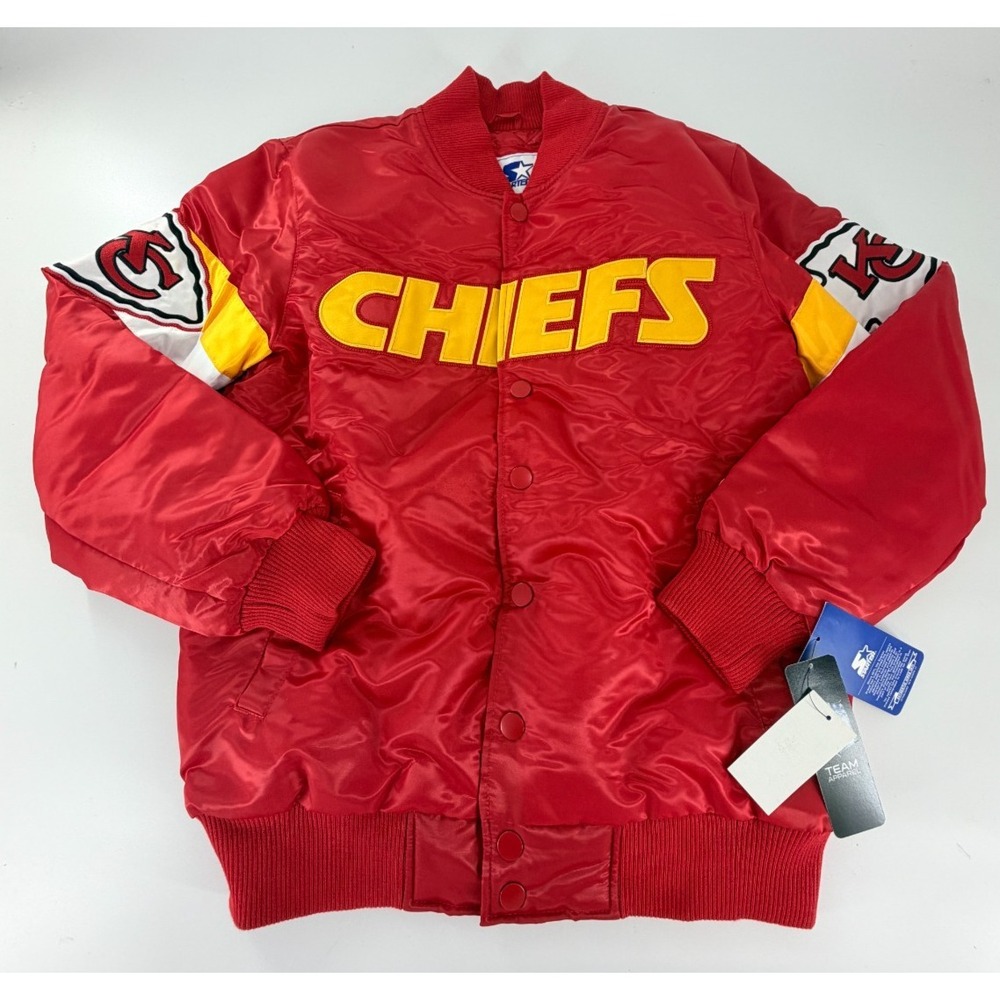 Kansas City Chiefs Mens XL Starter Triple Option Satin Jacket Red Yellow NFL